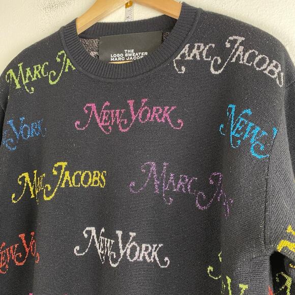 Marc Jacobs x New York Magazine Sweater Size XS Black Rainbow Metallic Wool RARE - Picture 7 of 14